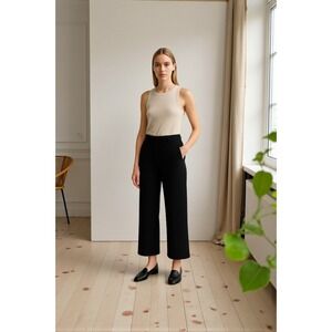 TOVE Anouk Textured Silk Cotton Cropped Trousers Black 38/6 Old Money Minimalist